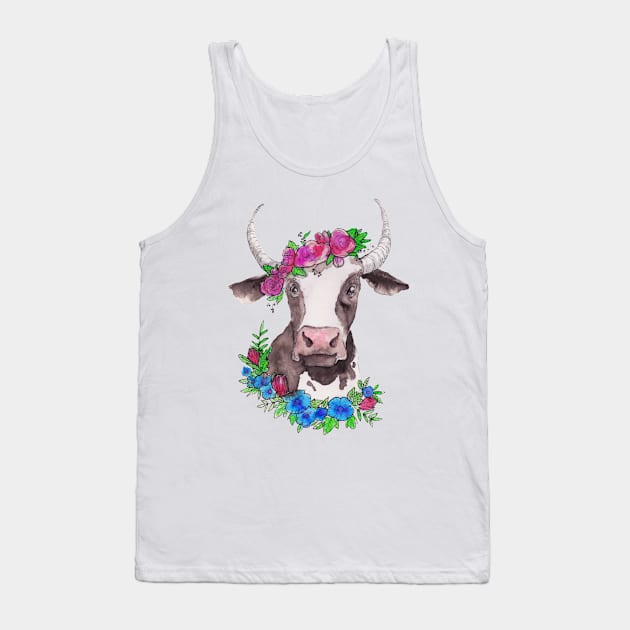 Spring flower Cow Tank Top by Zias